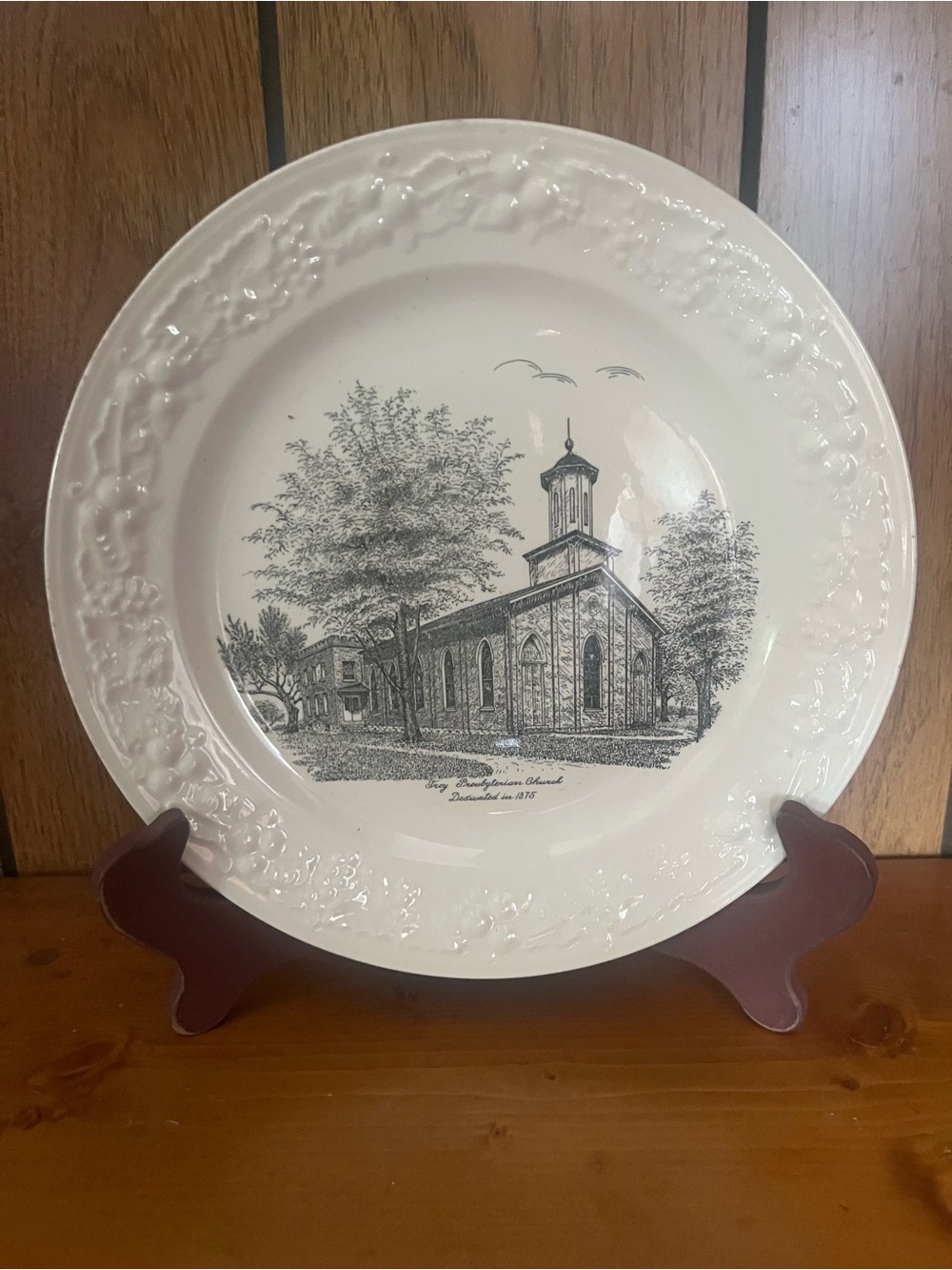 Classic White Decorative Church Scene Dinner Plate